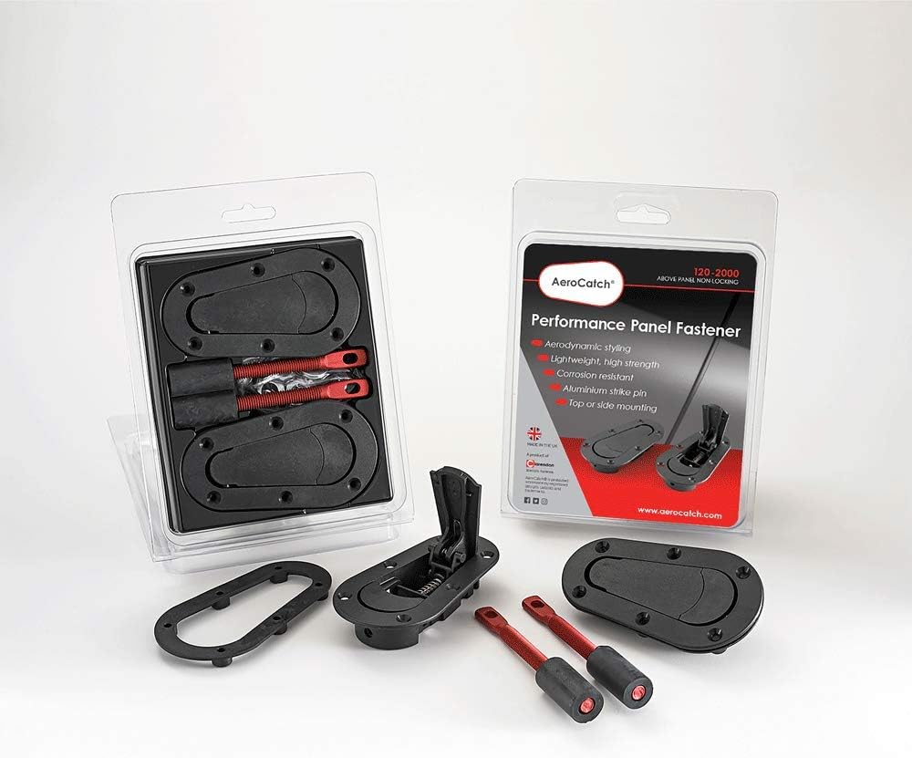 Aerocatch 120-2000 Above Panel Flush Locking Hood Latch and Pin Kit - Black