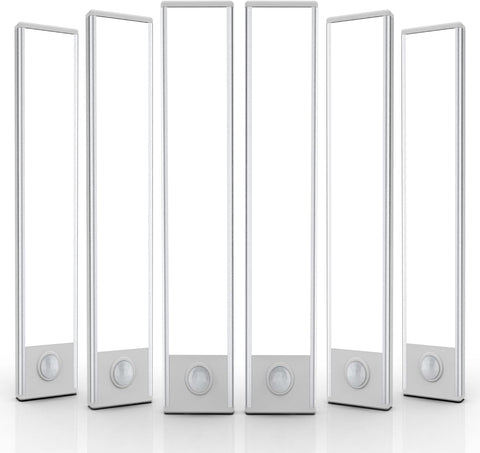 12 inch Under Cabinet Lighting, 6 Pack Motion Sensor Light Indoor Rechargeable Magnetic Closet Lights Battery Operated, Under Counter Lights for Kitchen, Wardrobe, Hallway, Stairs White Light