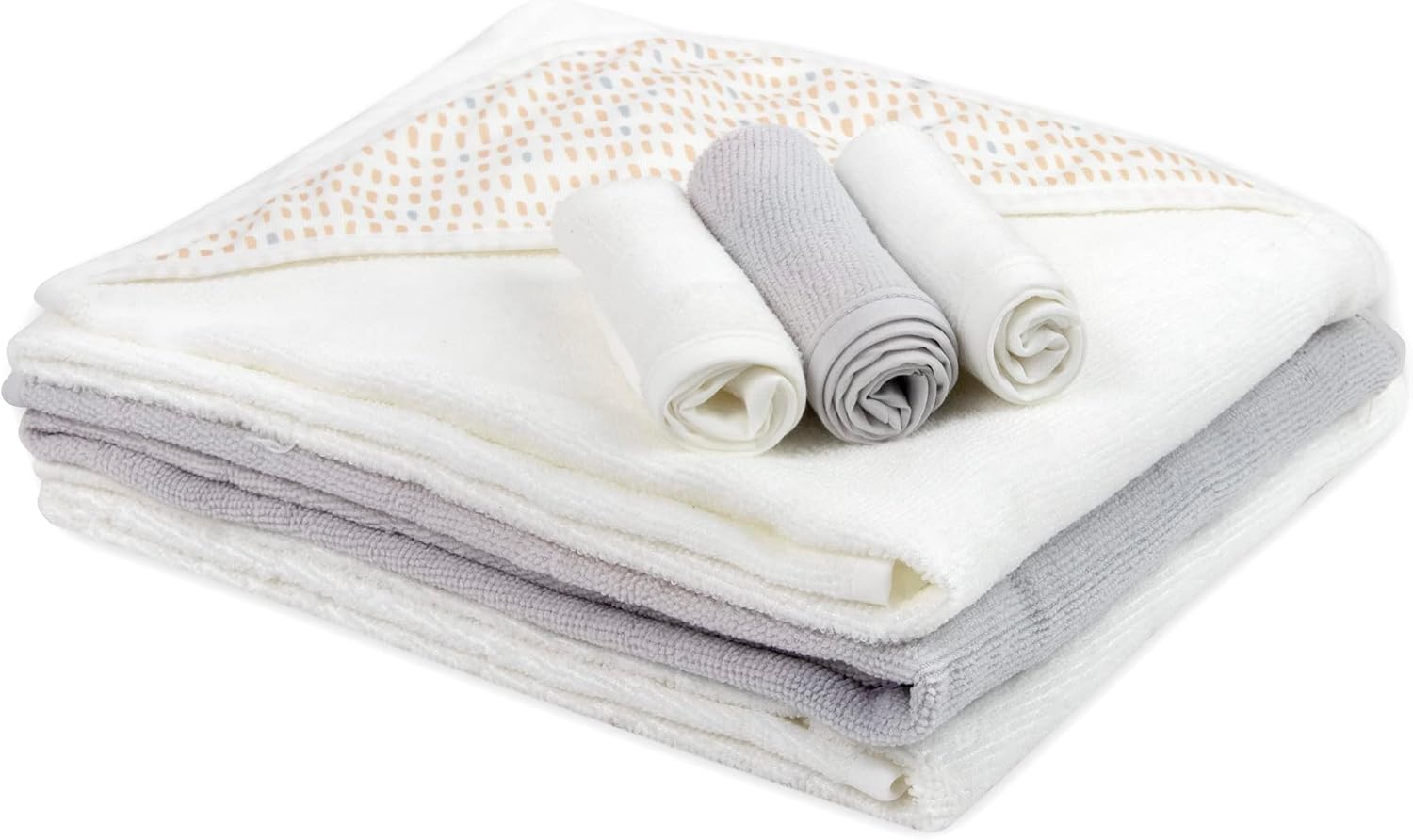 Hooded Baby Bath Towel and Washcloth 6 Piece Set for Newborns Infants & Toddlers, Boys & Girls Baby Hooded Towels (Puppies & Patterns)