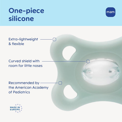 MAM Comfort Baby Pacifier 3-12 Mths Lightweight One-Piece Silicone 4 Pack