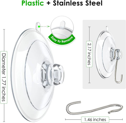 Hangerspace Suction Cup Hooks, Removable Small Suction Cups, Clear, 12 Pack