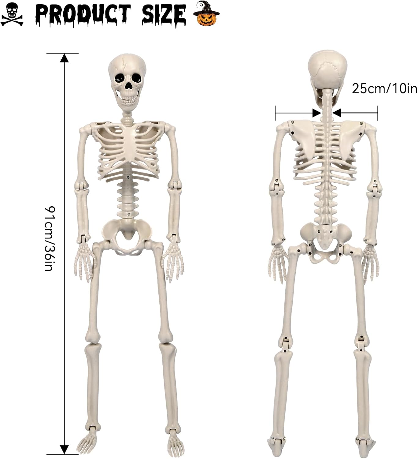 2 Pack Skeleton Halloween Decorations-3 ft Full Body Posable Joints
