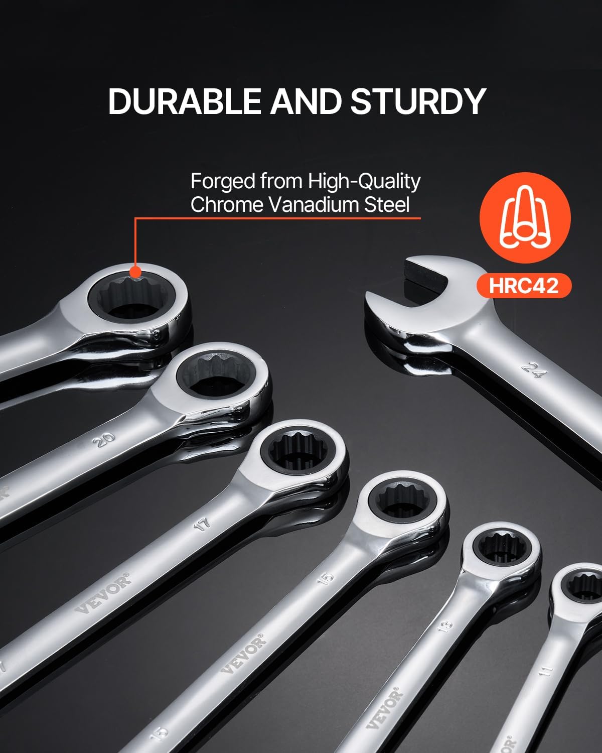 VEVOR Ratcheting Wrench Set, 30-Piece Combination Wrench Set, 72 Teeth
