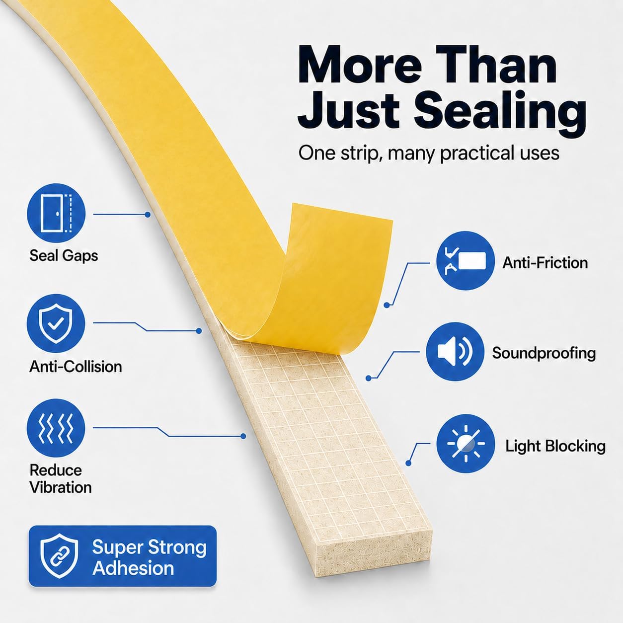 EVA Weather Stripping Foam Insulation Tape with Adhesive Foam Door Seal Weather Strip for Door Frame/Window/Gaps/Insulation/Buffer