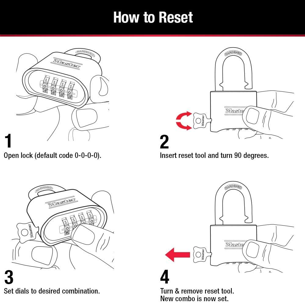 Master Lock Combination Padlock Outdoor Brass Lock, Gate Lock 2-Inch 175D
