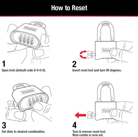 Master Lock Combination Padlock Outdoor Brass Lock, Gate Lock 2-Inch 175D