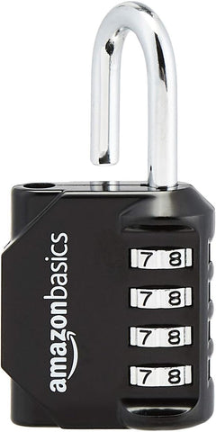 Amazon Basics 4-Digit Combination Lock, Black, 2-Pack