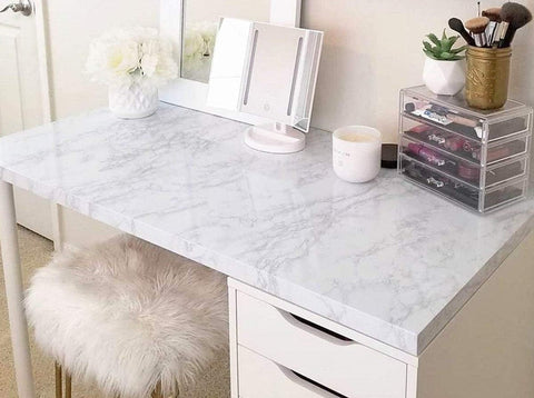 practicalWs Glossy Marble Contact Paper White Peel and Stick for Countertop
