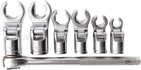 4LIFETIMELINES 3/8 in Crow's Foot Flare Nut Socket Set, 6-Pc SAE