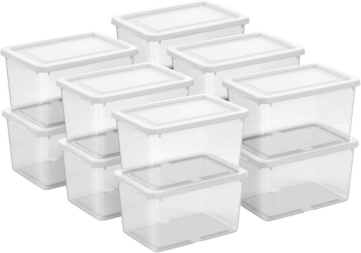 Sterilite Storage Box, Stackable Clear Plastic Bins, 20 Quart, 12-Pack