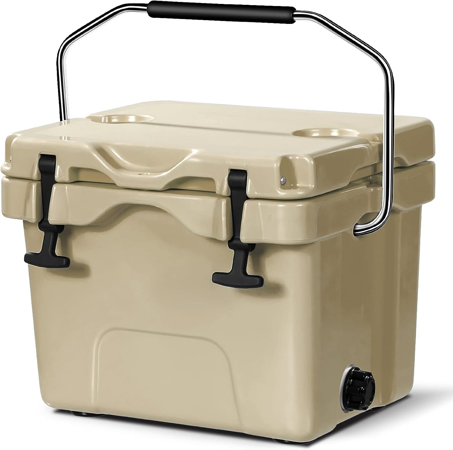 COSTWAY 16 Quart Cooler, 24 Can Insulated Ice Chest Box with Heavy Duty Handle and 2 Cup Holders, 3-5 Days Ice Retention, Portable Leakproof Hard Cooler for Camping, Fishing, Picnic, Outdoor