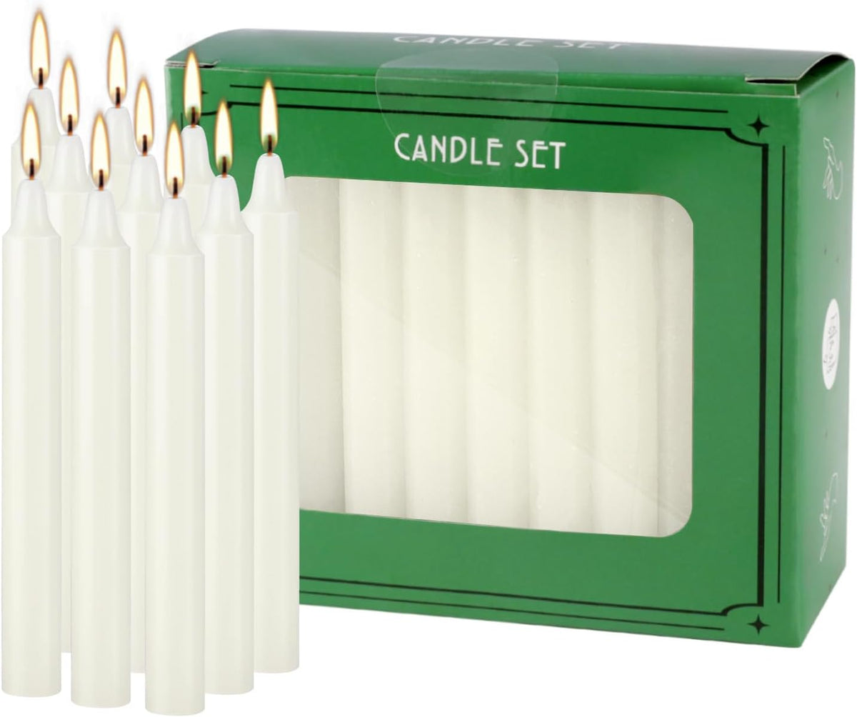 4 Inch Tall 40 Pack Ivory Candles Mini Unscented Taper Candles for Christmas,Household, Wedding, Rituals, Prayer, Birthdays, Meditation, Altar,Party and Home Décor Candlesticks