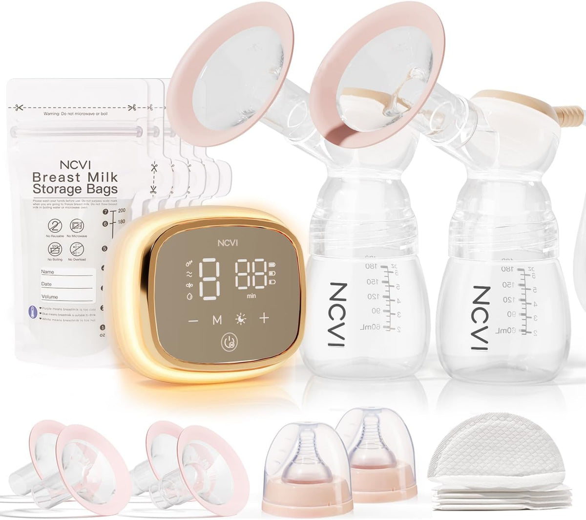 NCVI 8782 Pro Electric Breast Pump 4400mAh Battery with Night Light for Mom