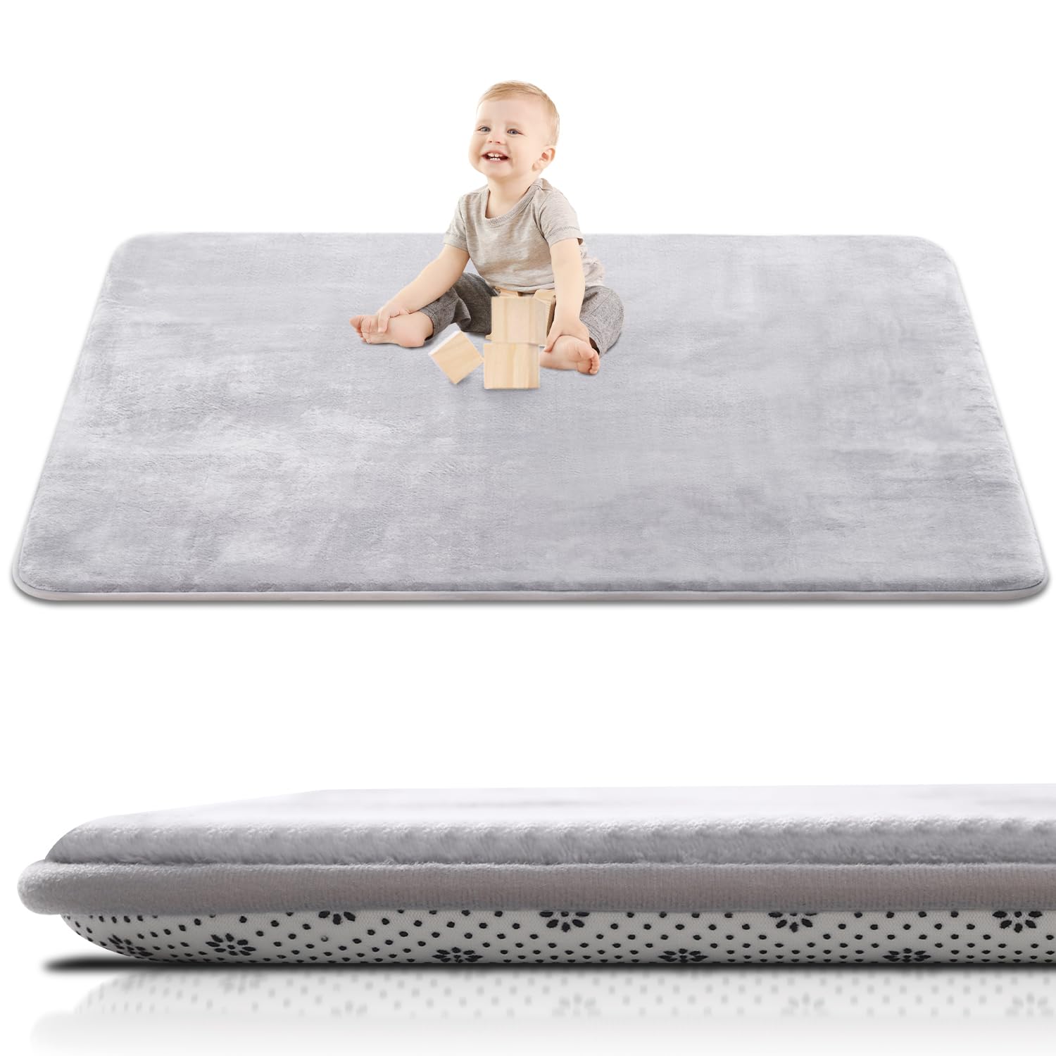 SEPARO Large Baby Play Mat for Floor,71x59 Foam Mat,Non-Slip Rug,Grey