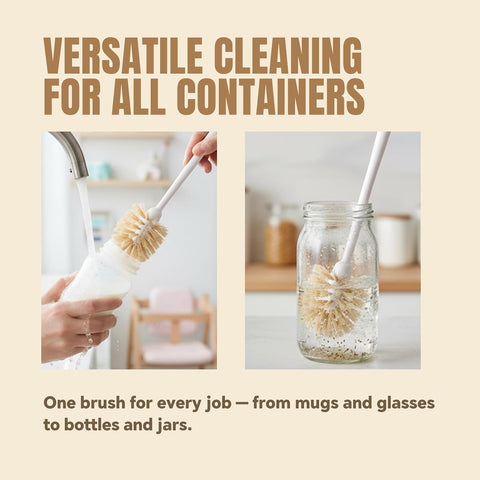 Bottle Brush Cleaner,Long Plastic Handle,Soft Bristle&Non-Scratch,Cleans and Scrubs Hard to Reach Coffee Cups,Mason,Thermos,Glass Bottle,Beer Bottles,Wine Bottles,Baby Bottle,Mugs
