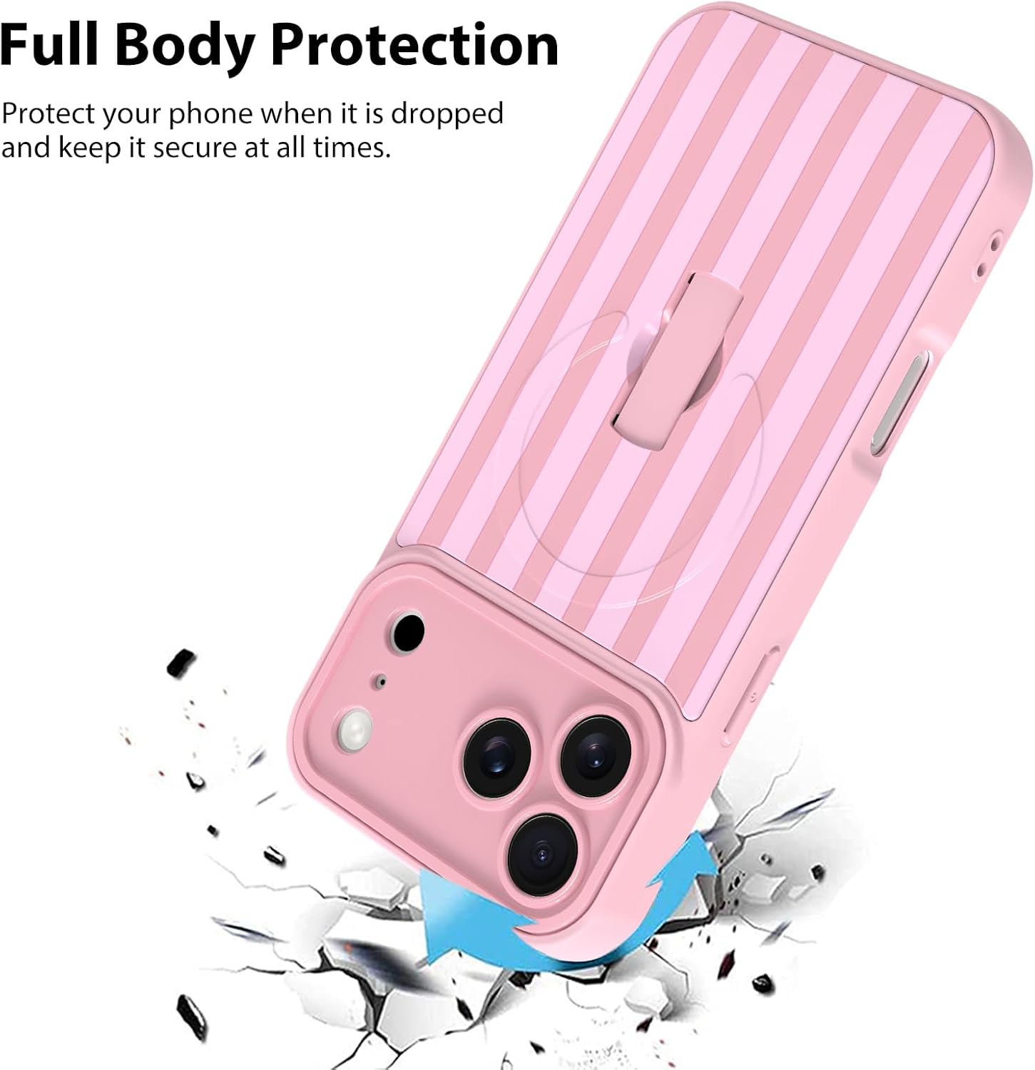 KANGHAR Compatible with iPhone 17 Pro Case Stripes -Pink