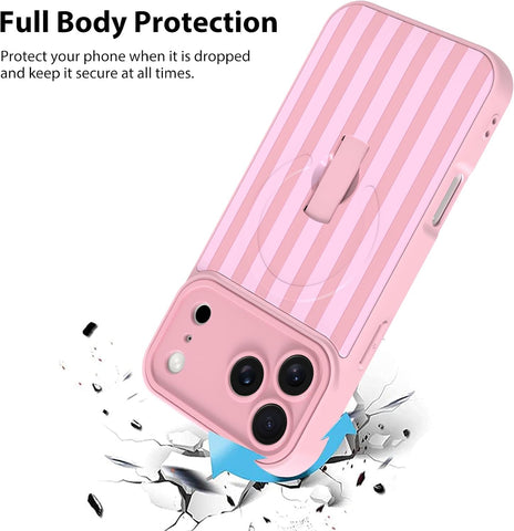 KANGHAR Compatible with iPhone 17 Pro Case Stripes -Pink