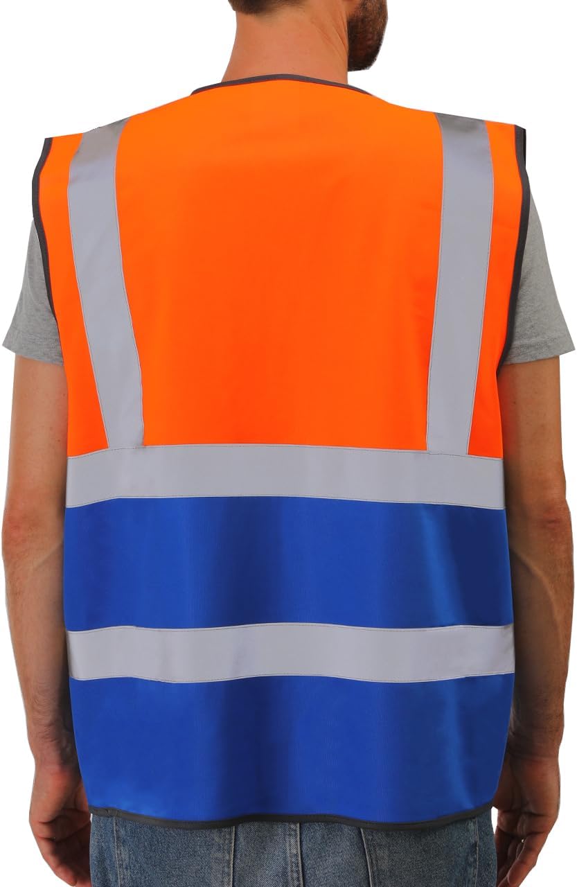 Dib Safety Hi Vis Reflective Safety Vest for Men Women with Pockets Zipper