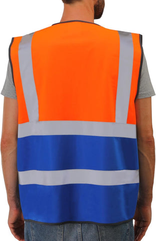 Dib Safety Hi Vis Reflective Safety Vest for Men Women with Pockets Zipper