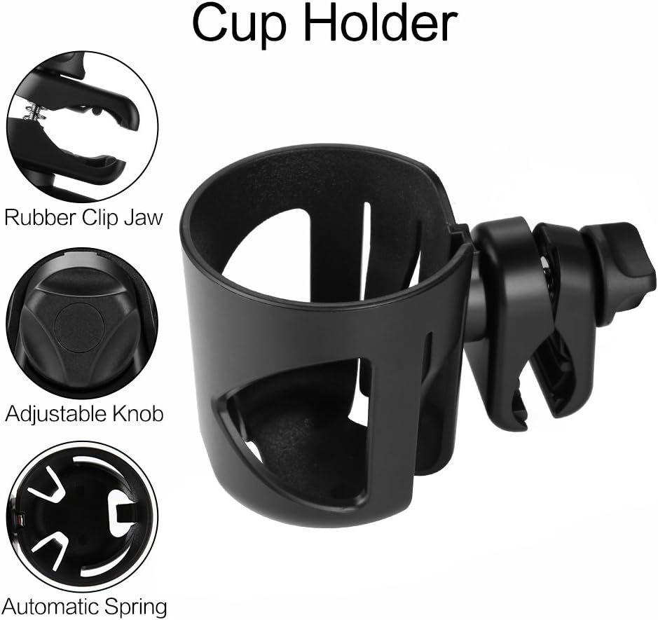 Accmor Stroller Cup Holder, Universal Cup Holder for Walker Wheelchair Bike Scooter, 360° Rotatable Stroller Cup Holder Attachment Walker Wheelchair Accessory