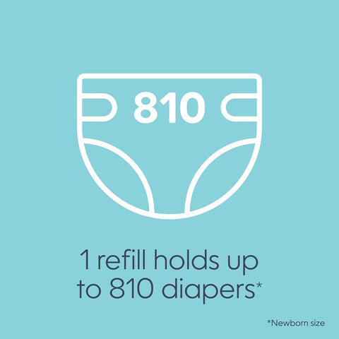 Diaper Genie Refill, Jumbo Square | Continuous Film | Holds 810 Newborn Diapers | Pack of 4