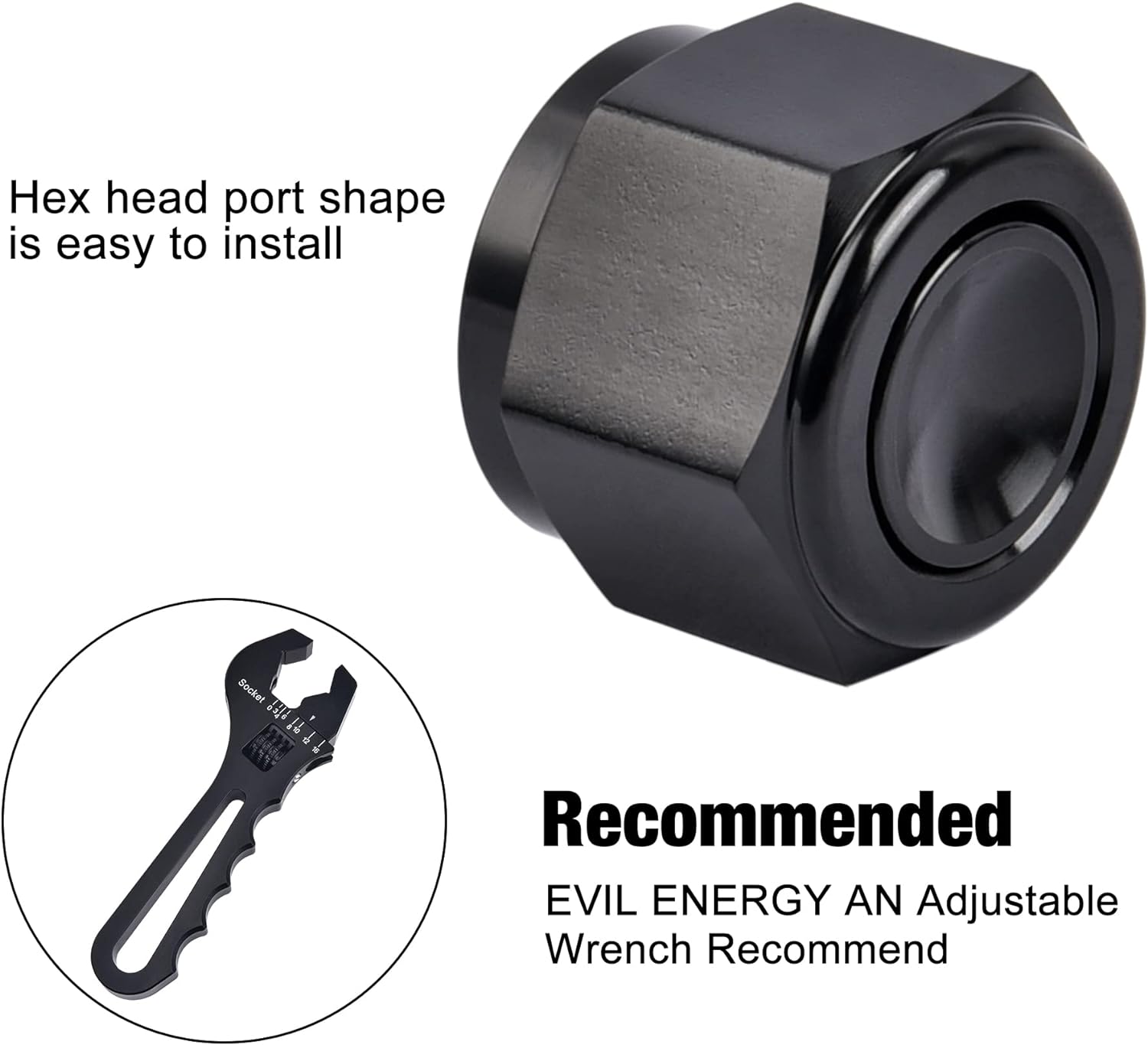 EVIL ENERGY 10AN Flare Cap Block off Fitting Plug Black 2PCS