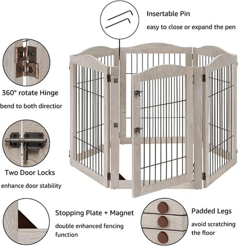 unipaws 132" Extra Wide Dog Gate and Pet Playpen with Walk Through Door
