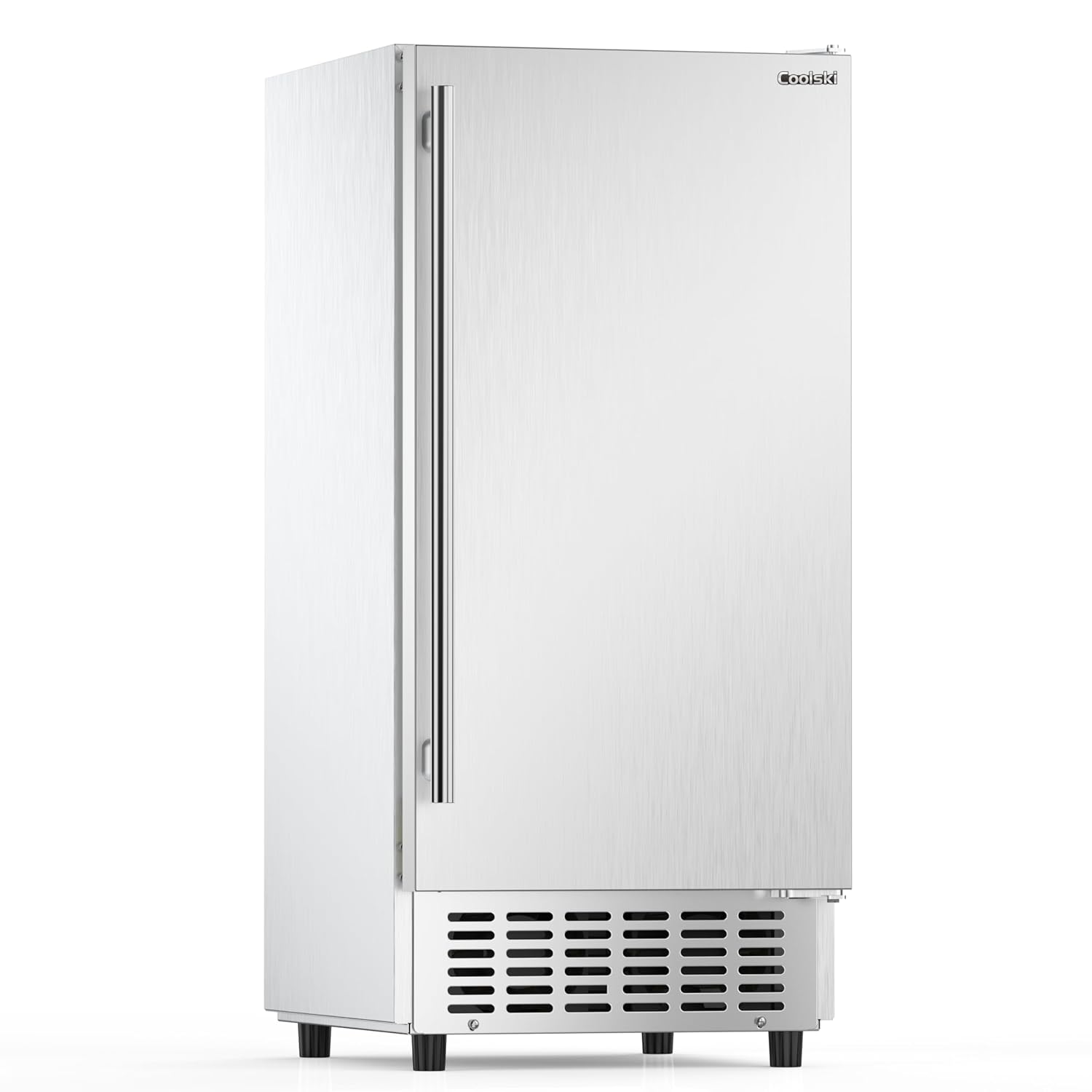 Coolski 15" W Commercial Under Counter Ice Maker Machine, 130 Lbs/Day Auto-Cleaning, 30 Lbs Storage, Stainless Steel Built-in Freestanding Ice Maker for Home Bar Restaurant Outdoor