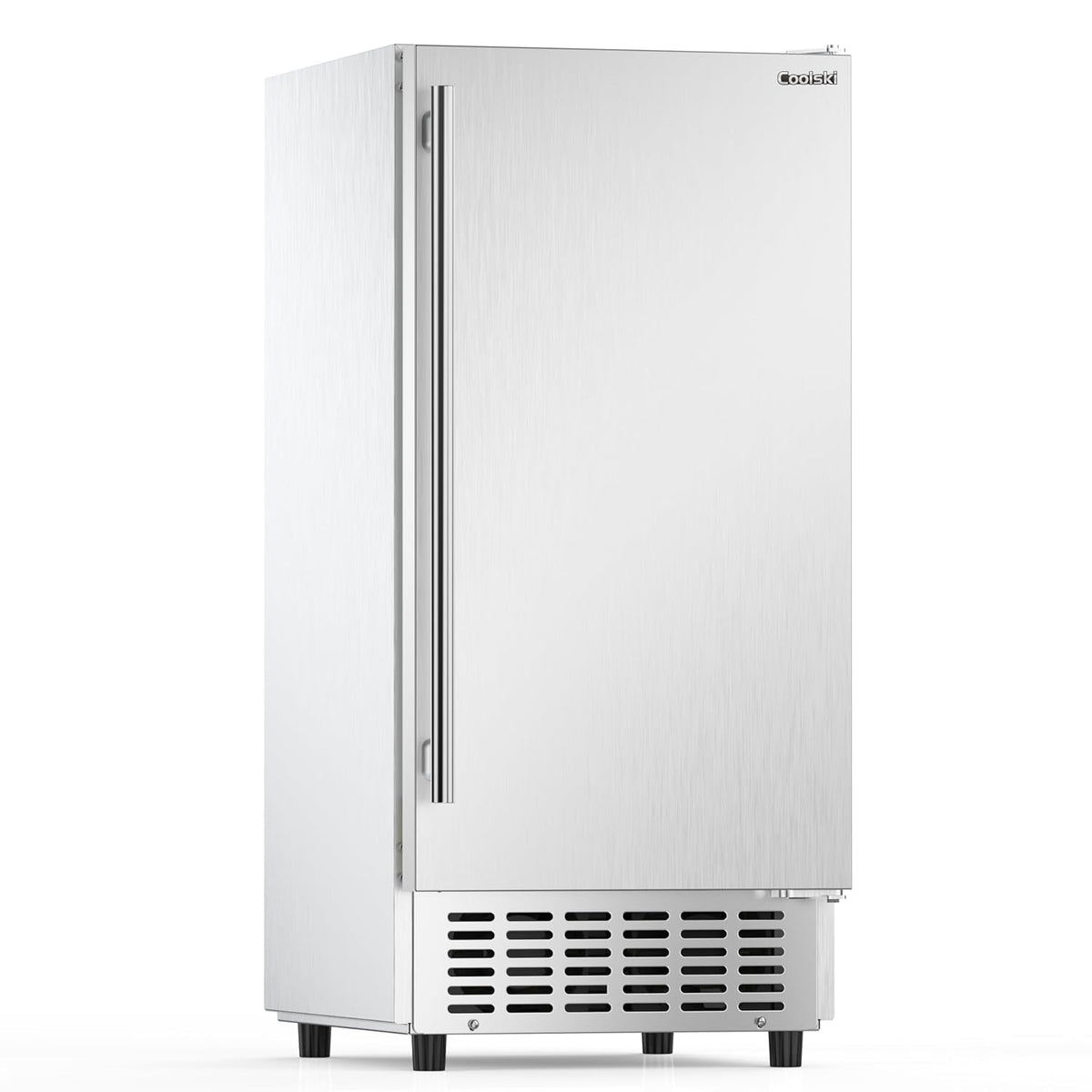 Coolski 15" W Commercial Under Counter Ice Maker Machine, 130 Lbs/Day Auto-Cleaning, 30 Lbs Storage, Stainless Steel Built-in Freestanding Ice Maker for Home Bar Restaurant Outdoor