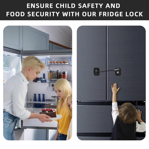 RORMGO Refrigerator Lock 2 Packs, Fridge Lock with Silicone Wire Protection Fridge Locks for Kids Easy to Use and Install Cabinet Locks with Key, Black