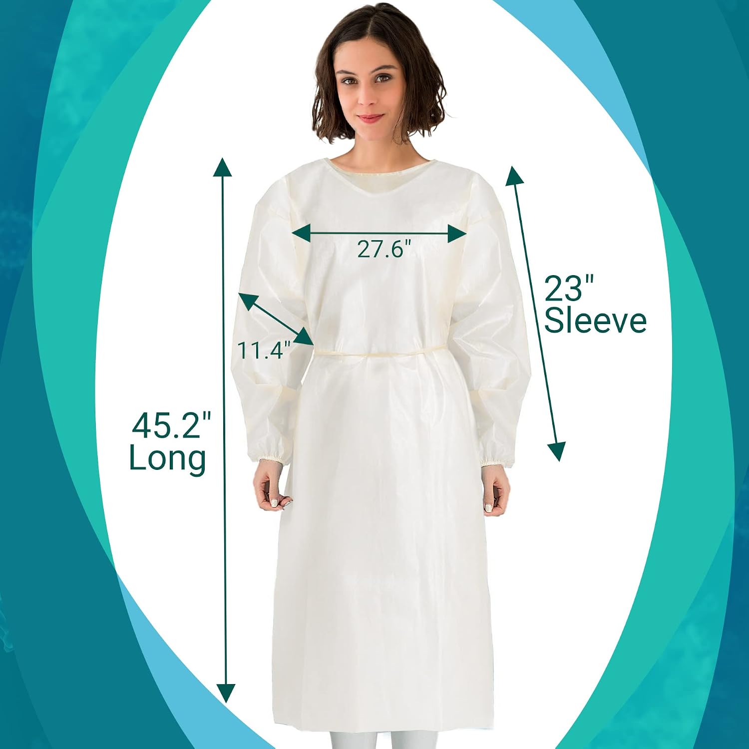 Medical Nation 100 Pack Disposable Isolation Gowns, Level 2, Universal Size