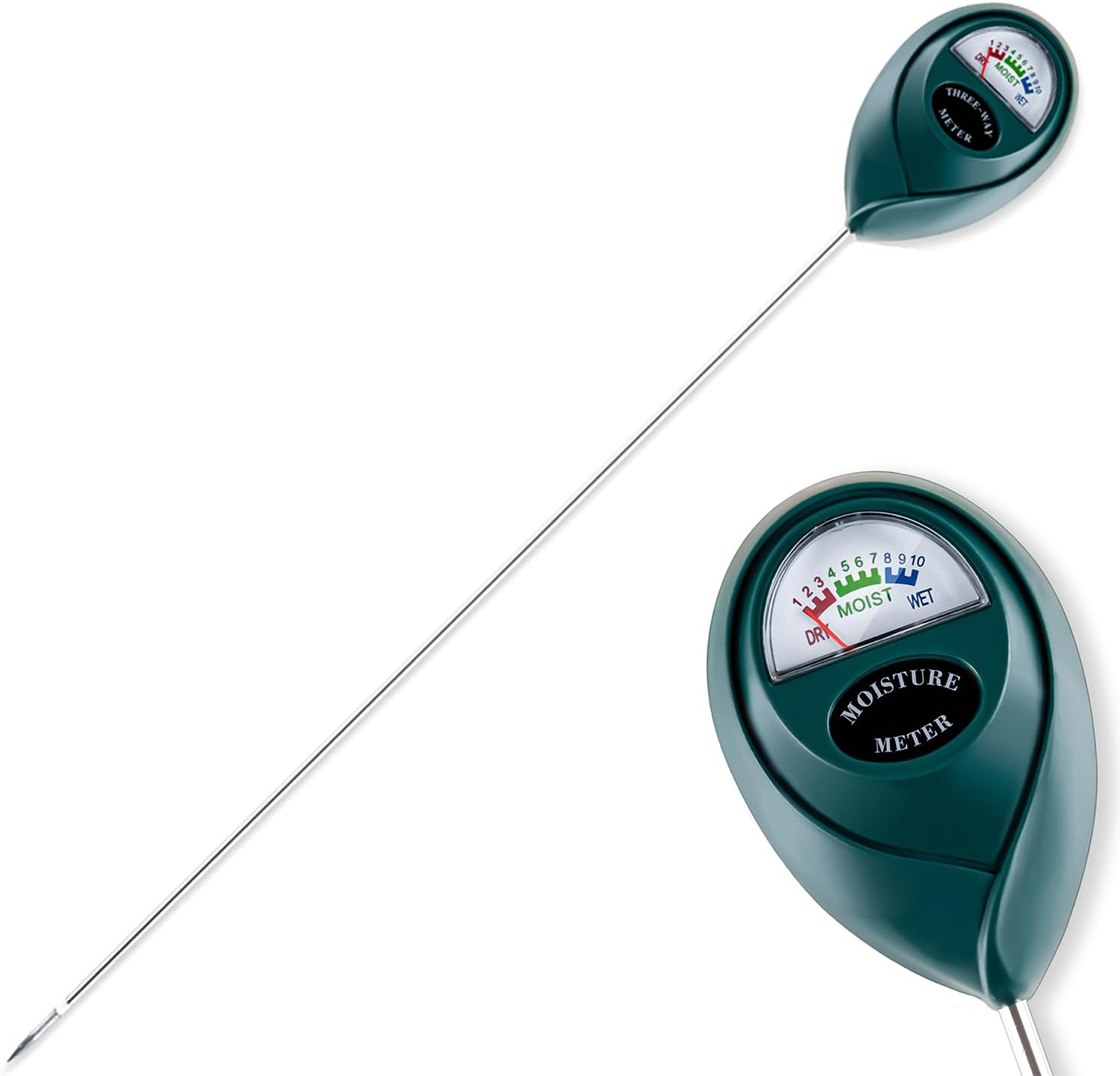 Tennedriv Green Long Probe Soil Moisture Meter for Outdoor Plants, Plant Water Meter for Outdoor Plants,Plant Moisture Meter for Indoor Plants and Outdoor Plants, No Batteries Required