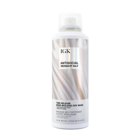 IGK Antisocial Midnight Silk Bond-Building Dry Hair Mask – No-Rinse Leave-In Treatment with Vegan Silk Protein – Limited Edition Design, 5 oz