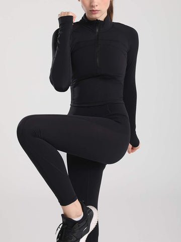 Women's Athletic Half Zip Pullover Sweatshirt Workout Top Crop Quarter Zip Pullover Yoga Running Jackets
