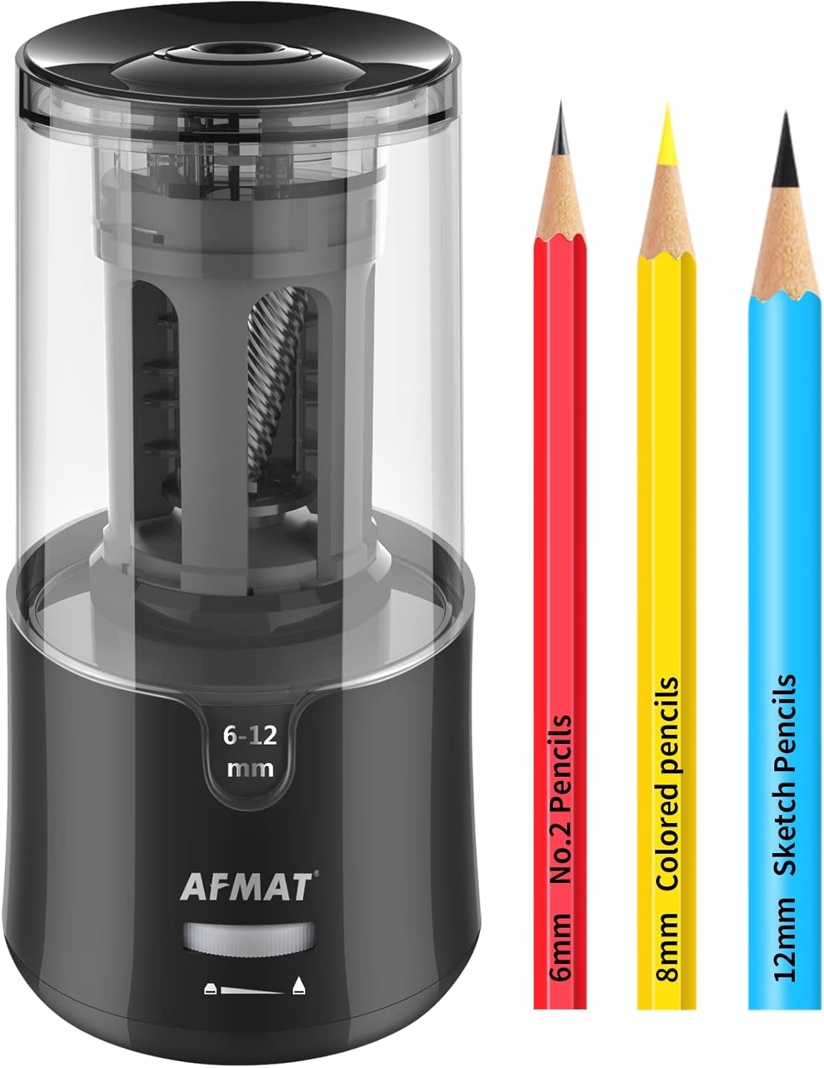 AFMAT Electric Pencil Sharpener - Auto Stop, Super Sharp & Fast, Plug in Pencil Sharpener for 6-12mm No.2/Colored Pencils - Classroom/Office/Home PS92