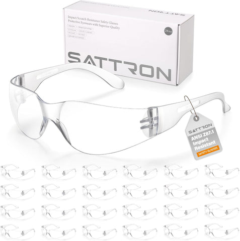 Clear Safety Glasses Bulk of 24, ANSI Z87.1 Eye Protection for Women Men, Scratch & Impact Resistant Protective Glasses, Ideal for Lab, Construction, Shooting