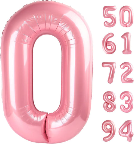 Pastel Pink 0 Balloon - Number Balloon 40 Inch, 0th Pastel Pink Decorations