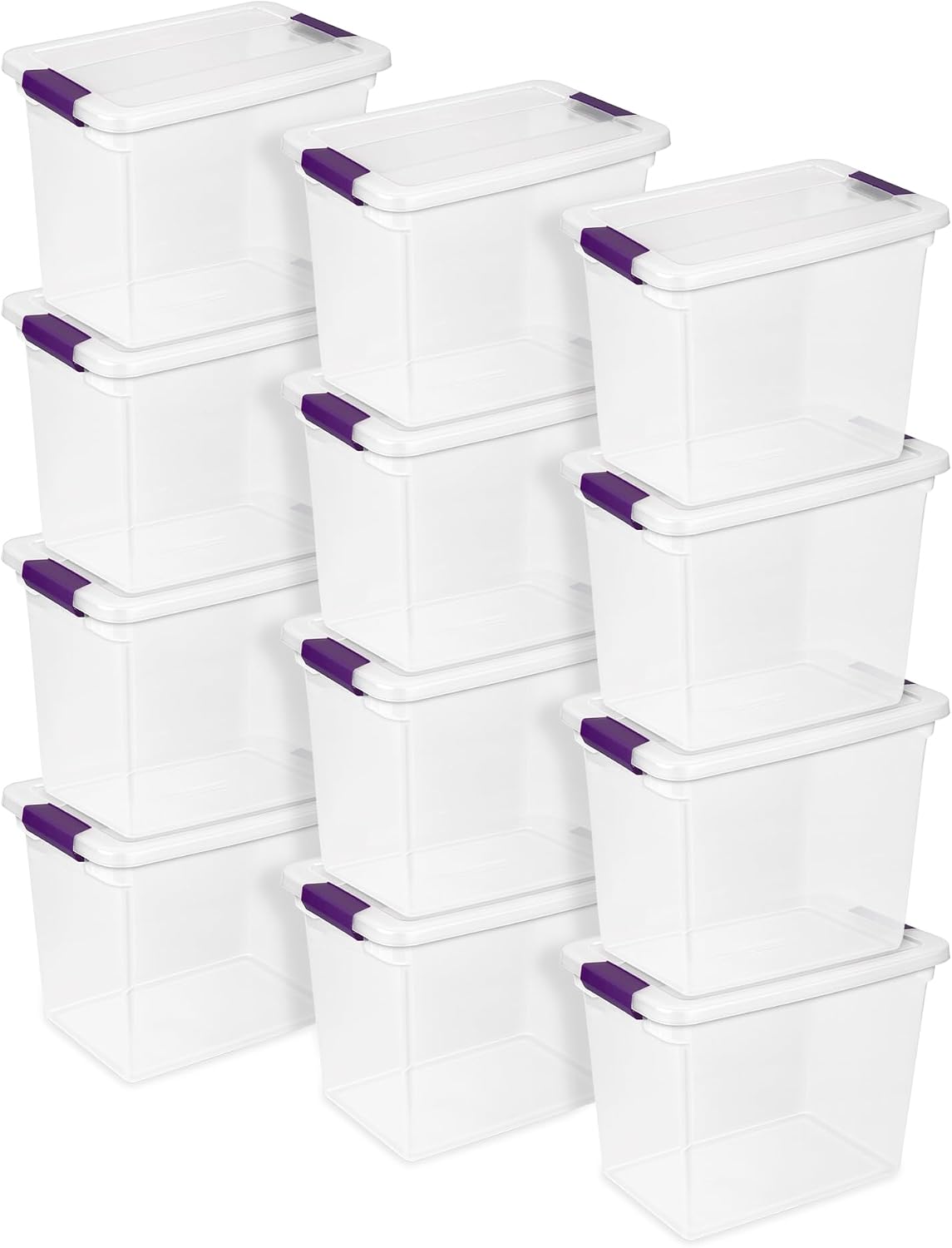 Sterilite ClearView Latch Boxes, Storage Bins with Lids, 27 Quart, 12-Pack