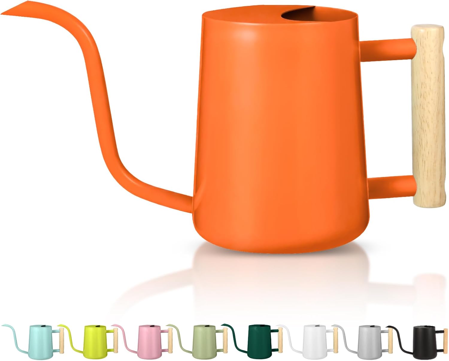Watering Can Indoor Plants, 35oz Small Stainless Steel Metal Watering Can Modern Decorative Watering Pot with Long Spout for Indoor House Plant Bonsai Garden Flowers (Orange)