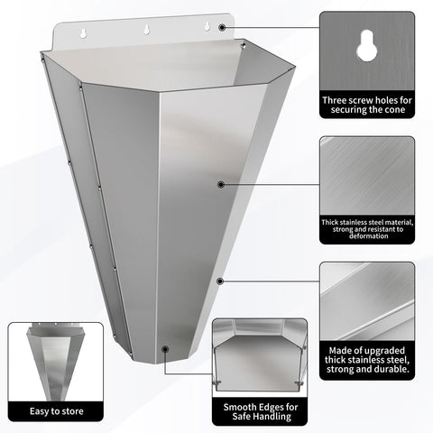 Large Chicken Cone for Butchering, Stainless Steel Kill Cones