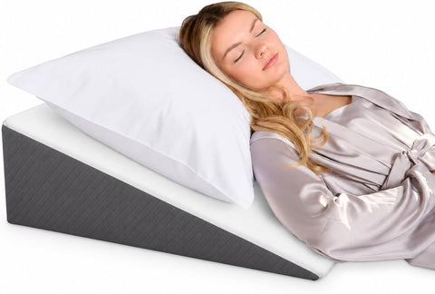 Kolbs Bed Wedge Pillow for Sleep Apnea, FSA Eligible Acid Reflux, and Back Pain Relief, with Chic Jacquard Cover - Headboard Wedges for Sleeping (Standard Width 7.5" Height)