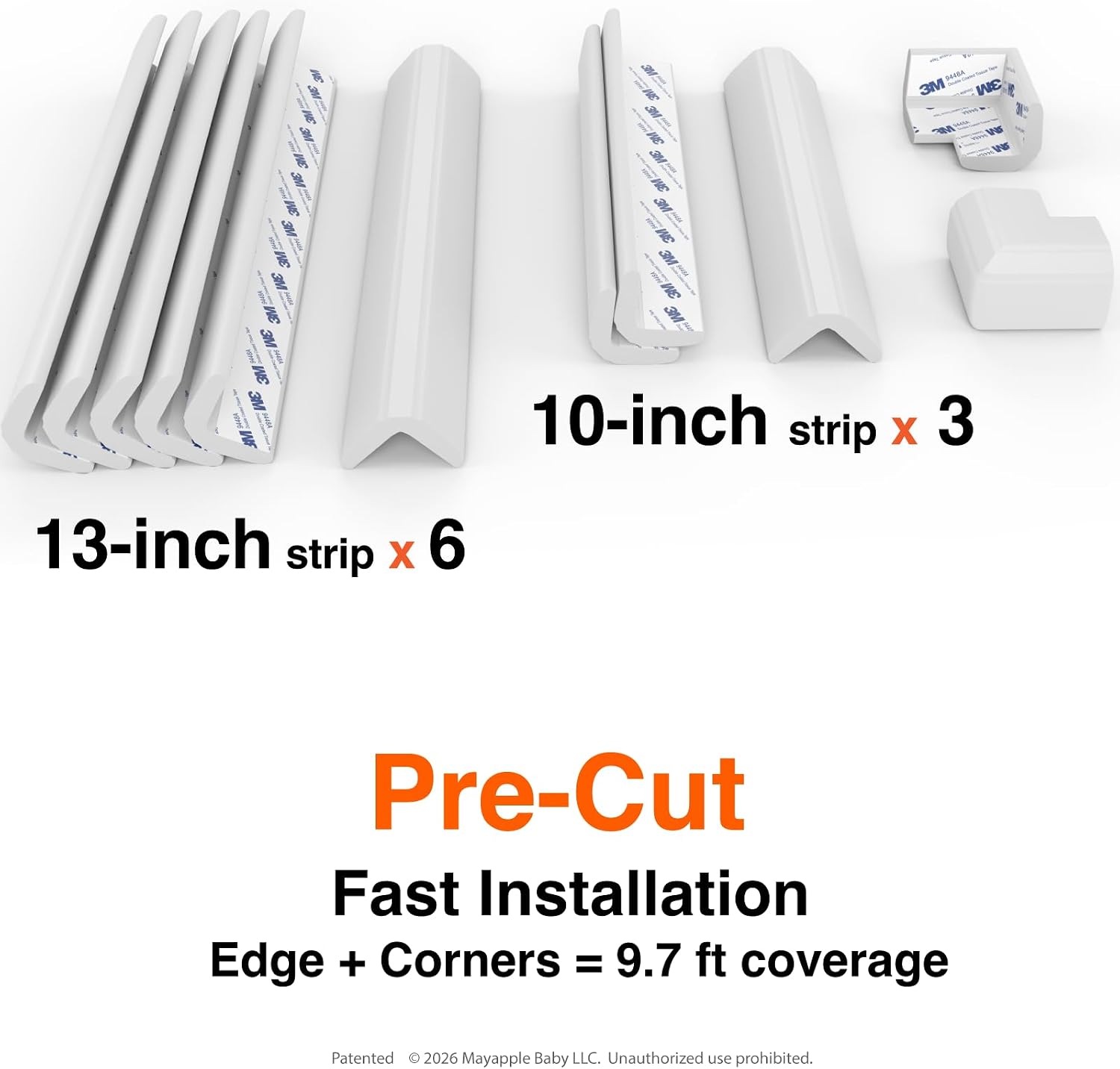 Roving Cove Fireplace Edge Corner Protector, Extra-Wide 9ft Edge 2 Corners