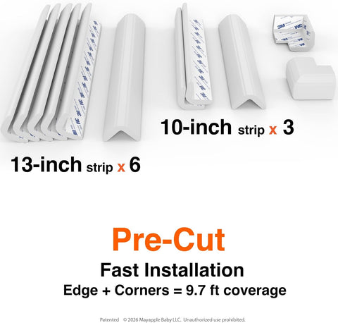 Roving Cove Fireplace Edge Corner Protector, Extra-Wide 9ft Edge 2 Corners