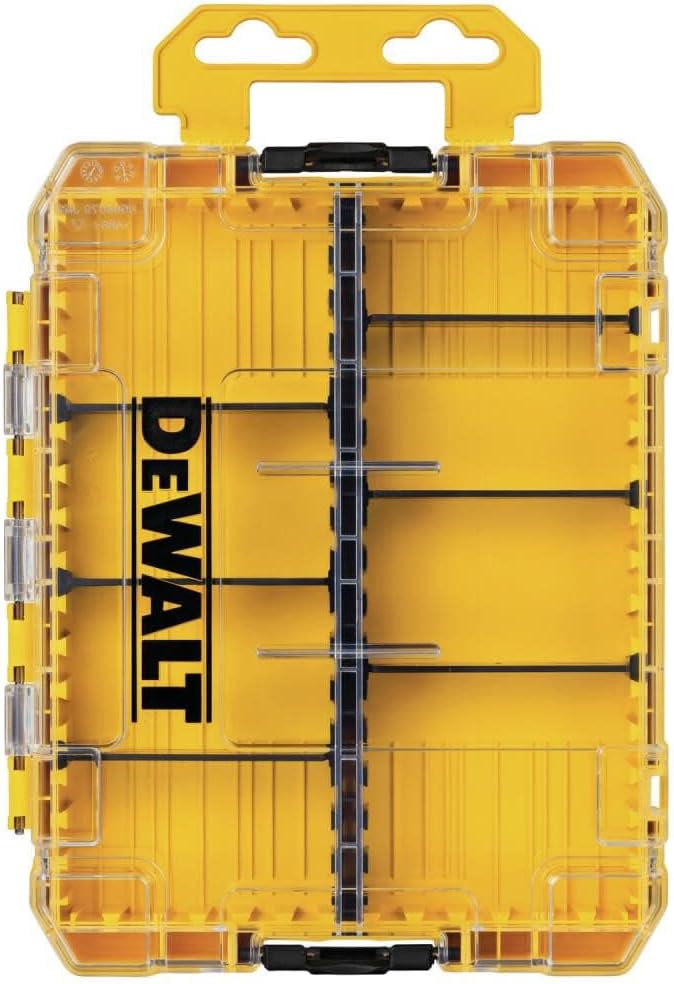 DEWALT Tool Box, Medium 8-Compartments Small Parts Organizer, Portable Tough Case Screw Organizer Toolbox with Customazible Dividers (DWAN2190)