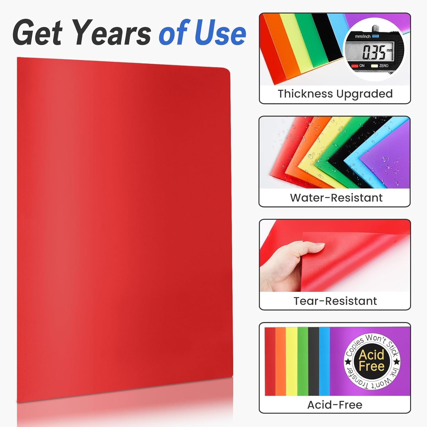 Sooez 7 Pack Folders with Pockets, 2 Pocket Folders with Extra Labels