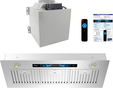 36"Wx15"D Split Insert Ceiling Mount Range Hood with 8" Remote Blower