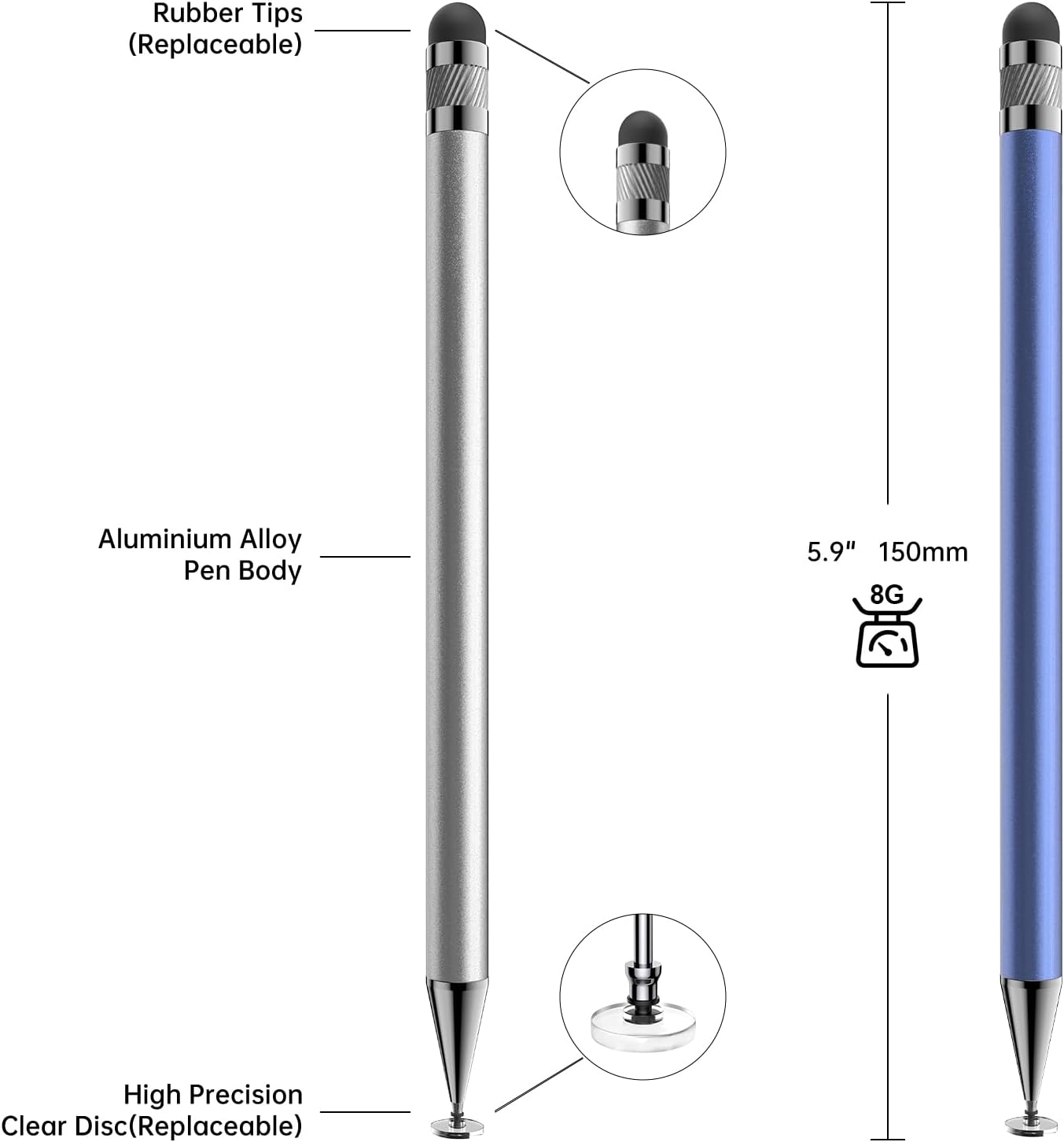 Bopomofo Stylus(5 Pcs),2-in-1 Stylus Pen for Touchscreen,Stylus Pen