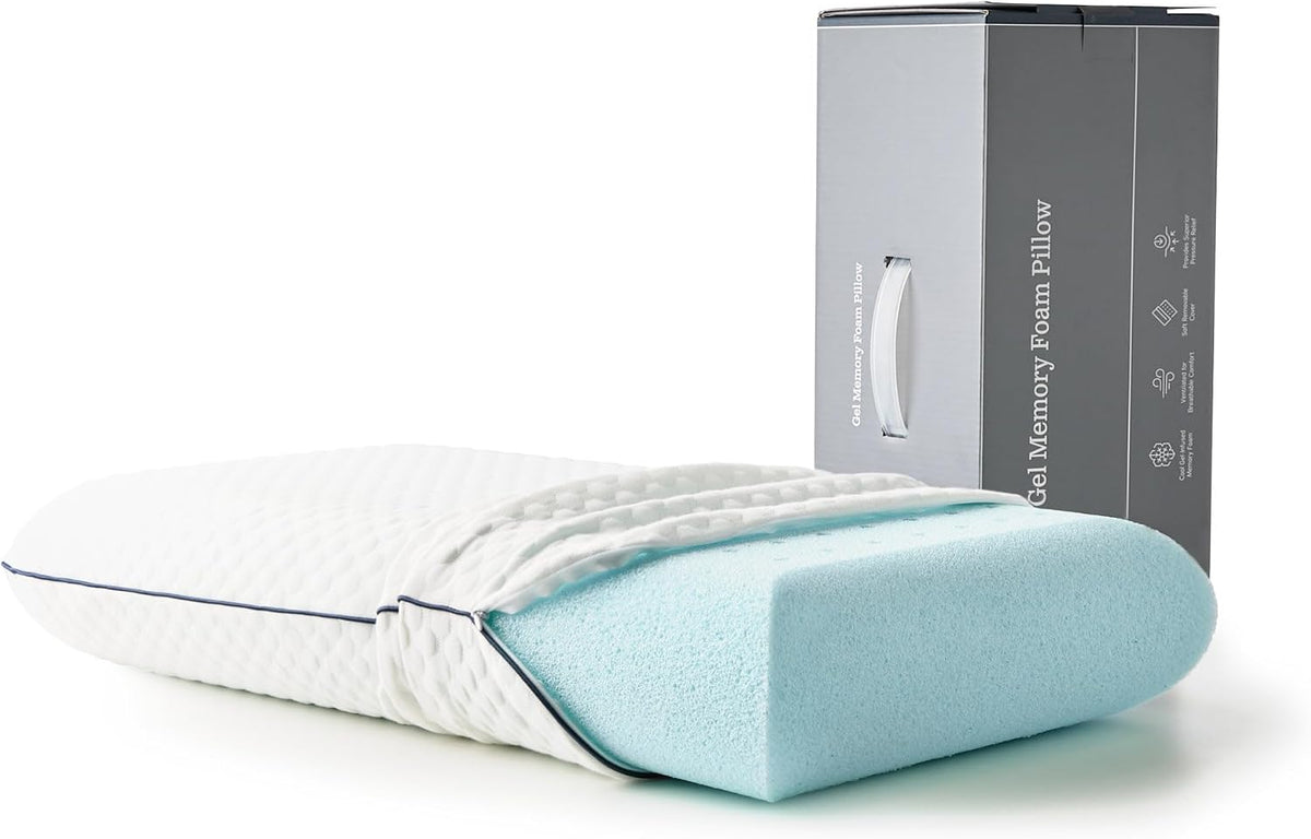 Weekender Cooling Gel Memory Foam Pillow for Sleeping – Queen Size, Ventilated Cooling Pillow for Side & Back Sleepers, Neck & Shoulder Support, Medium Firm, Washable Cover