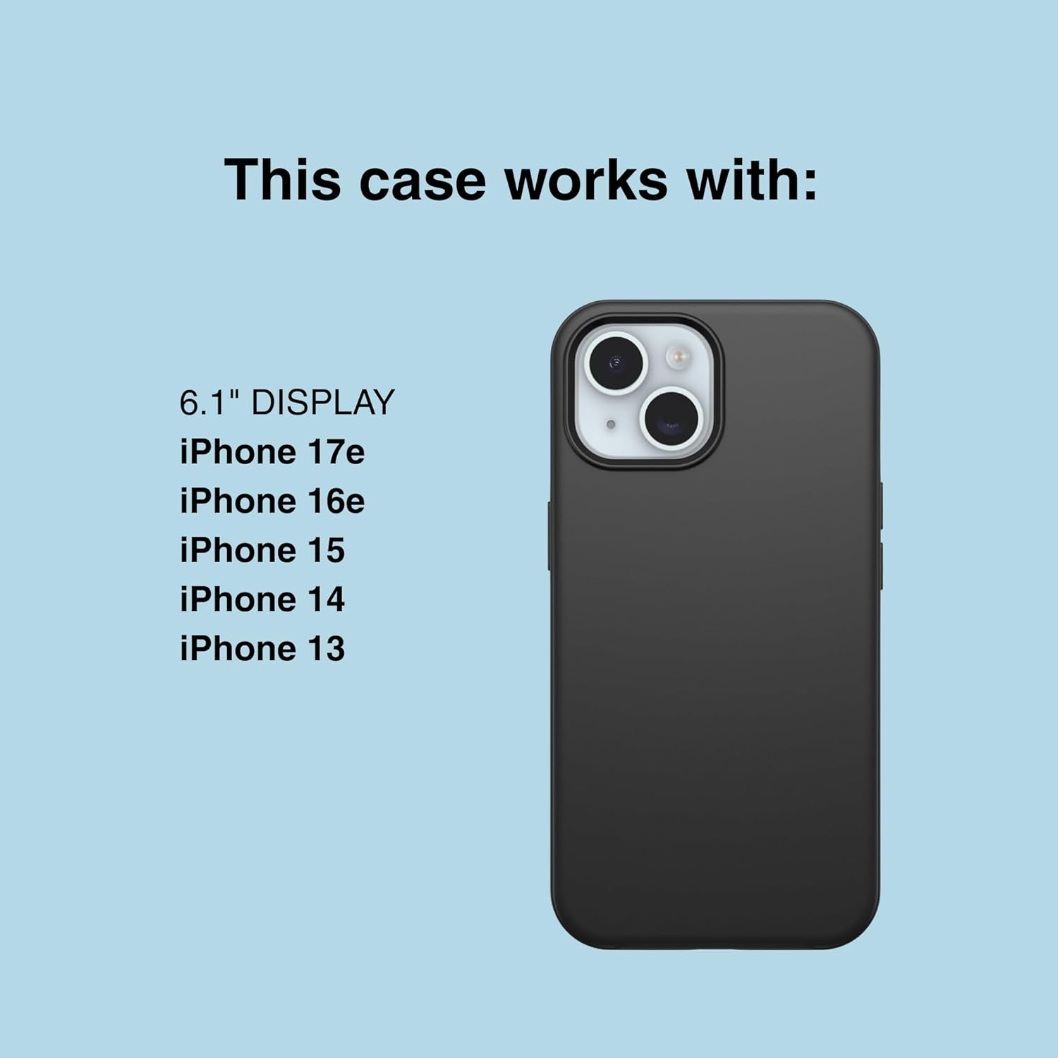 OtterBox iPhone 17e, 16e, 15, 14, & 13 Commuter Series Case - Black, Slim & Tough, Pocket-Friendly, with Port Protection - Thin & Protective iPhone Case, Dual-Layer, Impact Absorbing iPhone Case