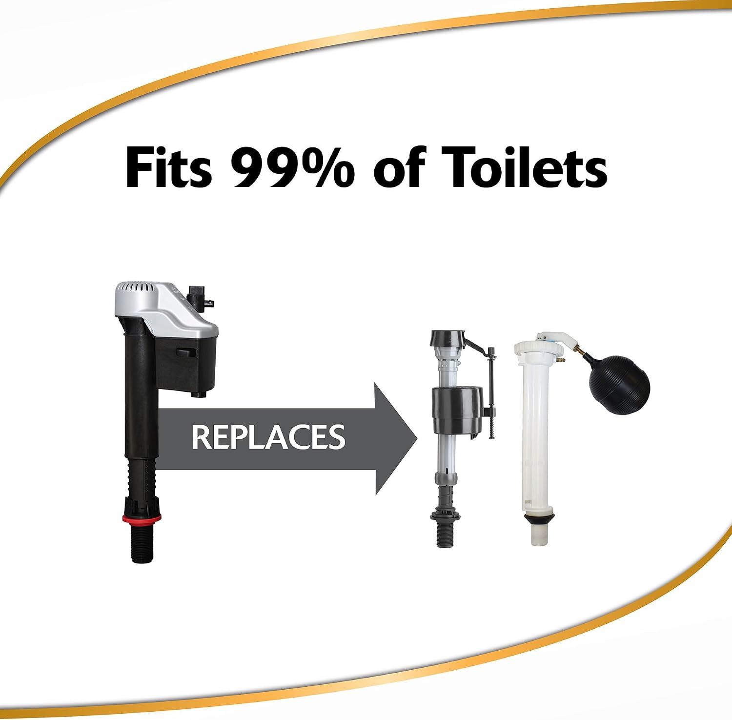 Korky QuietFILL Platinum Toilet Fill Valve - Universal Fits 99% of Toilets